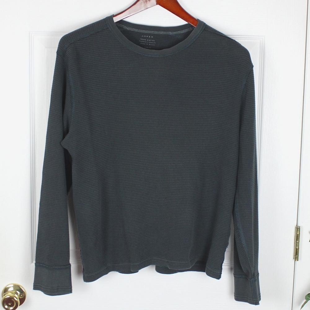 J Crew Mens Large L Crew Neck Thermal Long Sleeve Pullover Cotton